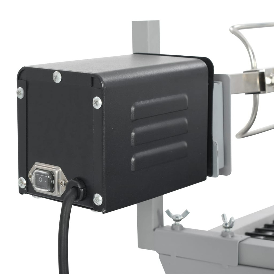 vidaXL BBQ Grill mit Elektromotor und Drehspieß aus Eisen und Edelstahl in Silber - Bild 3