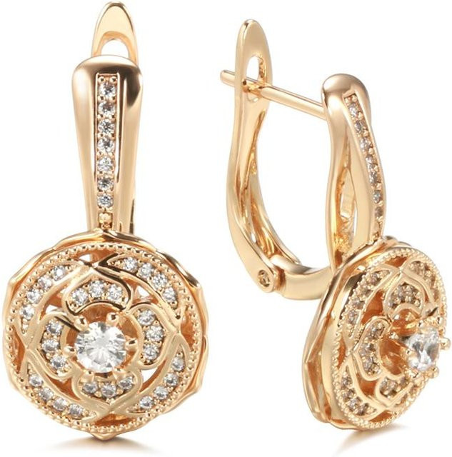Hängeohrringe Blumen, Roségold, Zirkonia, Damen, Vintage - Bild 1