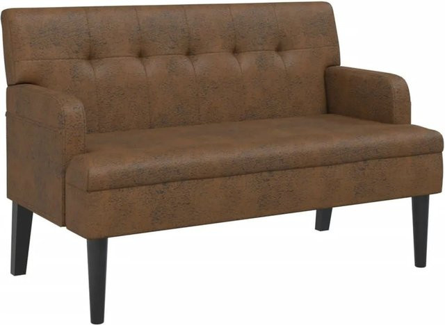 vidaXL Sitzbank mit Rückenlehne in Braun mit Wildleder-Optik, B/T/H: 112 x 65,5 x 75 cm - Bild 1