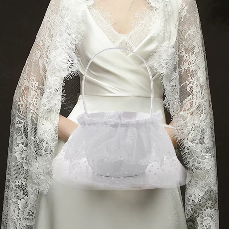 Runder Blumenmädchen-Korb im Prinzessin-Stil von TRUE LOVE GIFT aus Kunststoff, weiß - Bild 3