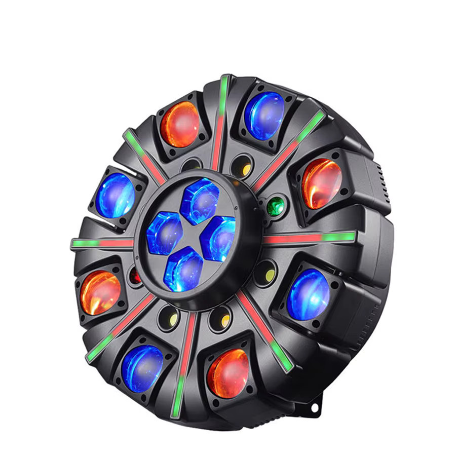 Ybeiyuan 150W 8-Arm Beam Bühnenlicht mit 4-in-1 RGBW LED Effekt, DMX512 und Fernbedienung, Schwarz - Bild 7