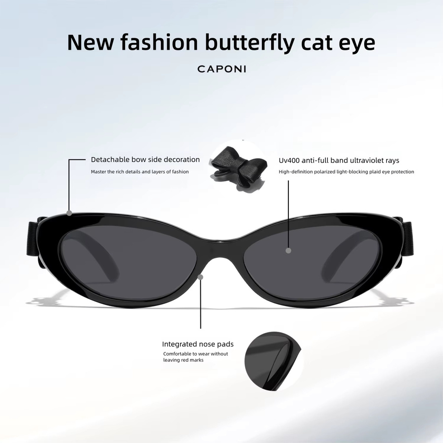 CAPONI CP36027 Sonnenbrille Cat Eye, Acetat, schwarz, polarisiert, Damen - Bild 4