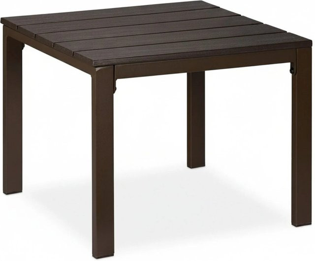 Relaxdays Beistelltisch aus Kunststoff und Stahl in Braun, wetterfest für Garten, Balkon und Terrasse, B/T/H: 39 x 52 x 48 cm - Bild 1