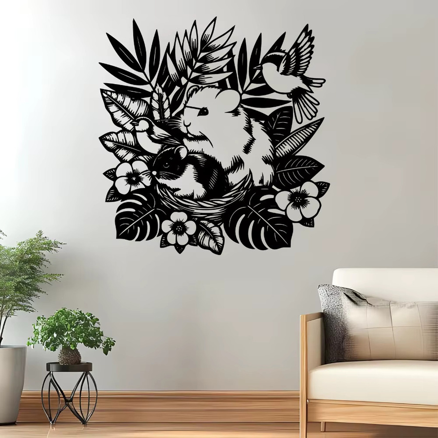 CIFBUY Wandkunst Meerschweinchen aus Metall in Schwarz als Gartendekoration - Bild 3