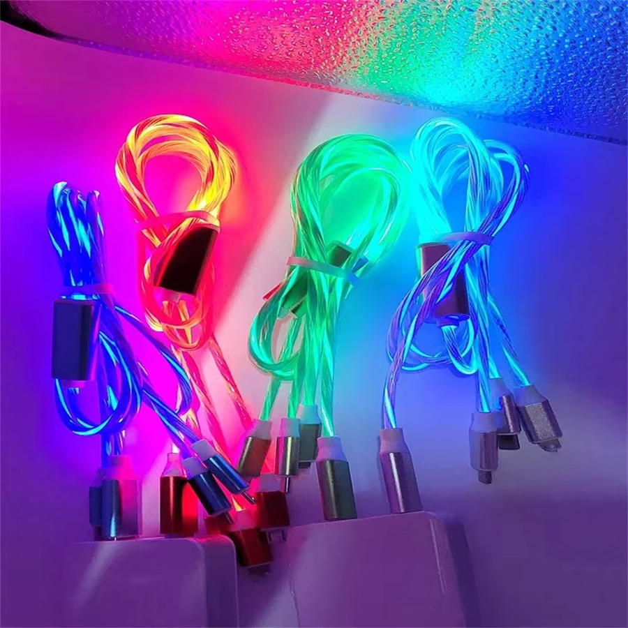3 in 1 LED USB Schnellladegerät Kabel für Xiaomi und iPhone in Multicolour mit Typ-C Anschluss - Bild 6