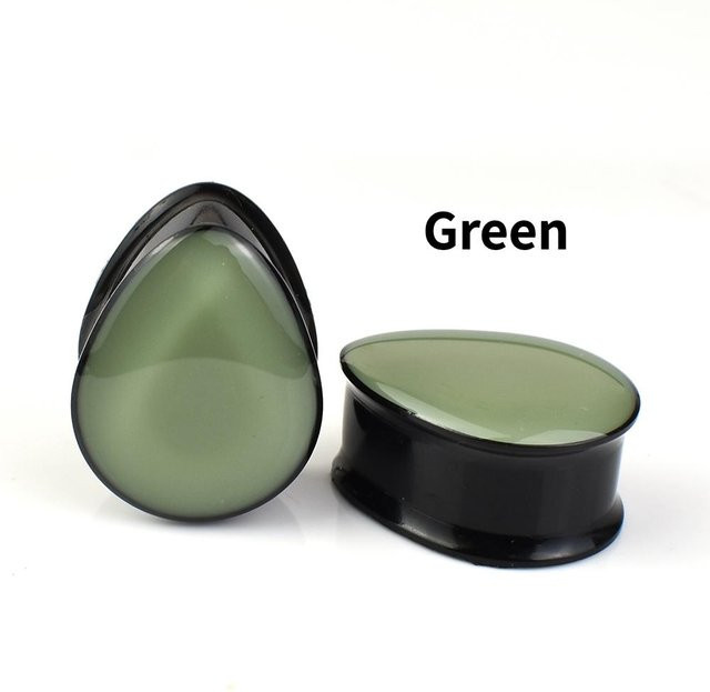 JIAPEIJIA Ohr Gauge Tunnel Plugs, Acryl, Wassertropfen Form, grün, Damen - Bild 1