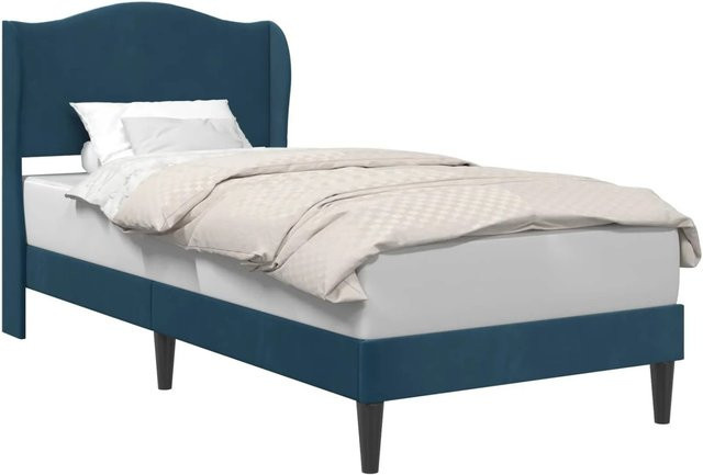 vidaXL Bettrahmen mit Kopfteil aus Samt in Blau, B/T/H: 100 x 200 x 104 cm - Bild 1