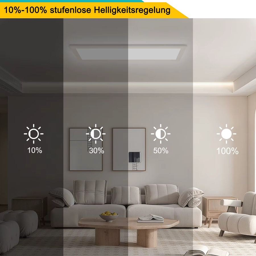 Oraymin 5er-Pack LED-Deckenleuchten Weiß, dimmbare Panelleuchten mit Fernbedienung, 24W, 2400LM, moderne Deckenleuchten mit CCT, B: 58 cm, T: 20 cm - Bild 3