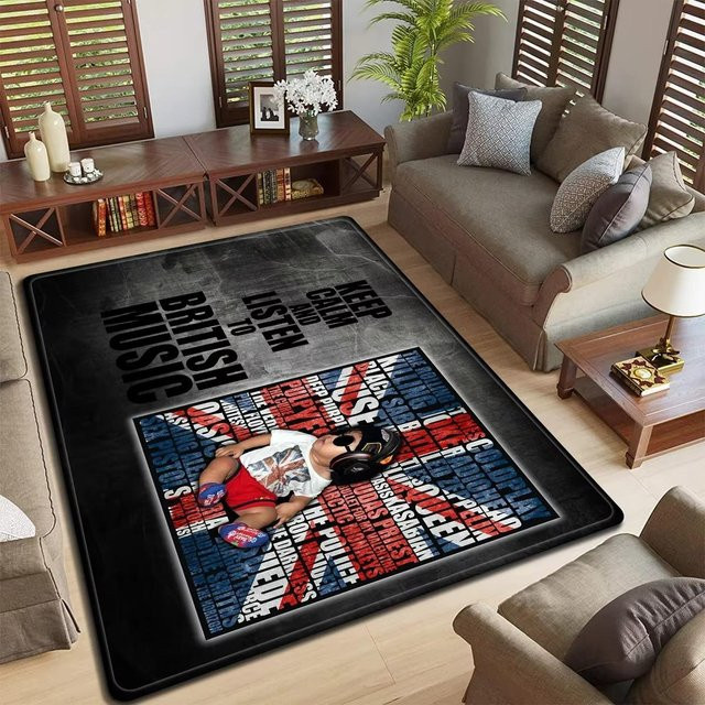 Karpetti Rock Band Logo Design Fußmatte, rutschfester und waschbarer Teppich für Wohnzimmer oder Schlafzimmer, B/B: 80 x 120 cm, Mehrfarbig - Bild 1