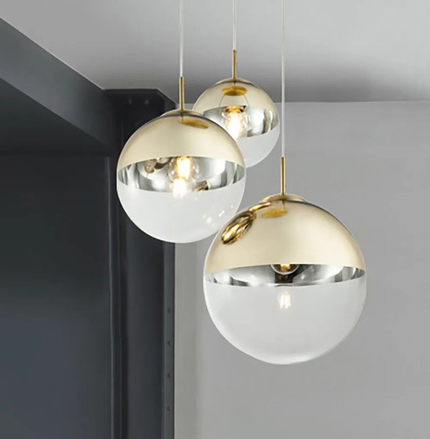 Globo Pendelleuchte Varus in Gold, moderne Deckenleuchte aus Metall und Glas, rund, E27, Durchmesser: 40,0 cm, Höhe: 51,0 cm - Bild 1
