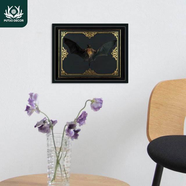 Putuo Decor Holzgemälde mit Fledermaus-Motiv als Hängeschild zur Wanddekoration - Bild 1