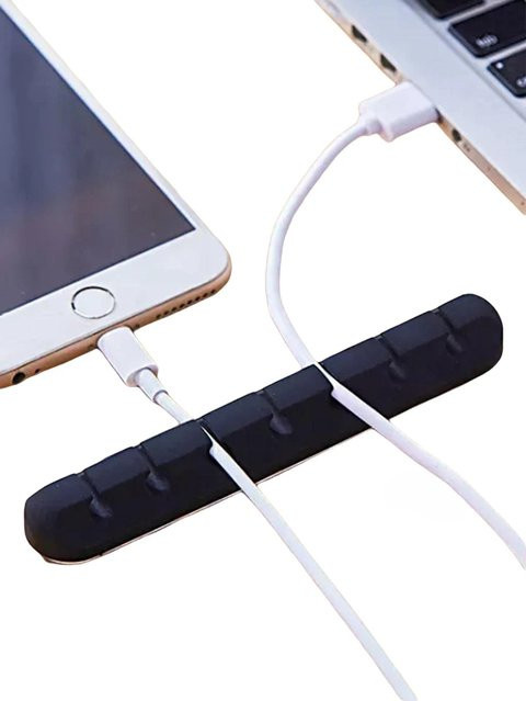 Silikon Kabelhalter MouseHeadphone Kabel Organizer für USB-C Kabel in Schwarz und Weiß - Bild 1