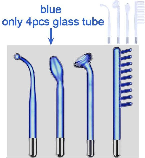 DARSONVAL Hochfrequenz-Gesichtselektroden-Düsenaufsatz, 4 Stück Glasröhrchen, Blau - Bild 1