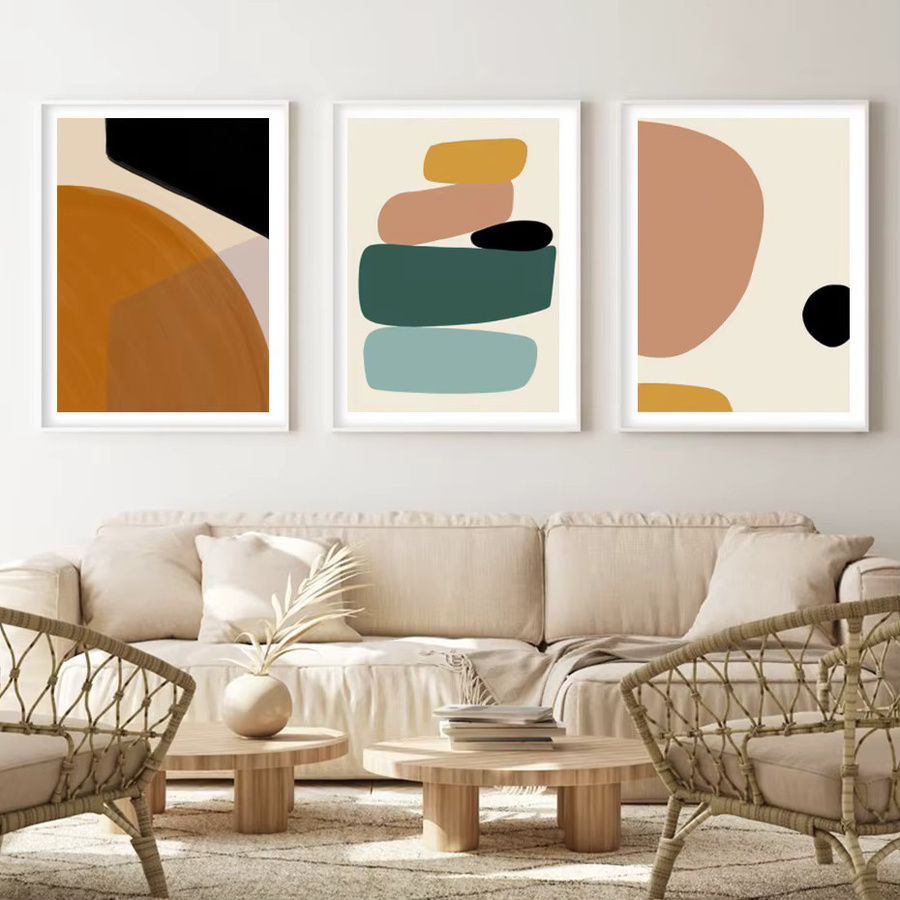 Potdemiel Boho Leinwandbild mit abstrakter geometrischer Textur in Multicolour für dein Wohnzimmer und Home Decor - Bild 2