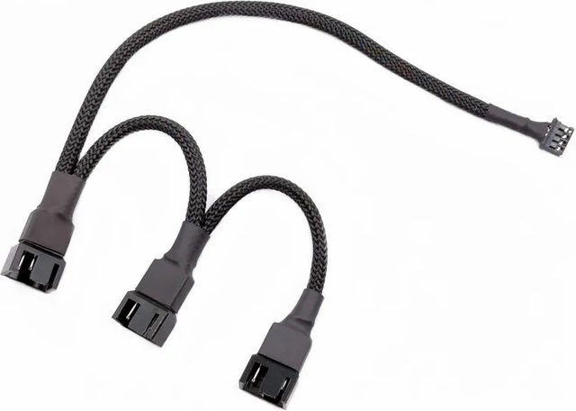 Angitu Grafikkarte Stromkabel PH2.0 Mini 4Pin auf 3 Port 4Pin PWM Daisy Chain für GPU-Kühler, Schwarz, Länge: 40 cm + 10 cm + 10 cm - Bild 1