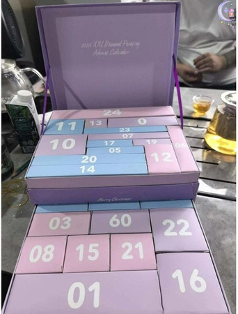 Fashnics XXL Diamond Painting Adventskalender, Weihnachts-Countdown-Kalender, Bastelset, Grau