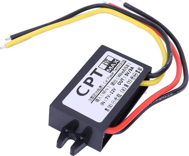 Wasserdichter Buck Converter Spannungsregler 12V bis 5V 3A 15W mit Micro-USB Anschluss in Schwarz - Bild 1