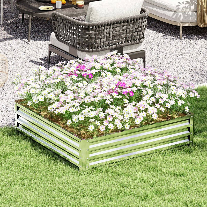 Outsunny Hochbeet aus verzinktem Stahl in Silber, B/H/L: 120 x 30 x 120 cm - Bild 6