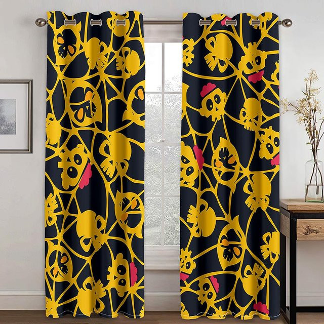 Dekorative 3D Vorhänge mit Blumen und Gold-Kettenlinien in Grün, 2 Paneele aus Polyester, Breite: 50 cm, Höhe: 130 cm - Bild 1