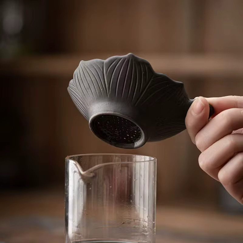 Vintage Keramikfilter-Set in Schwarz mit integriertem Teesieb für die Kung-Fu-Teezeremonie - Bild 2