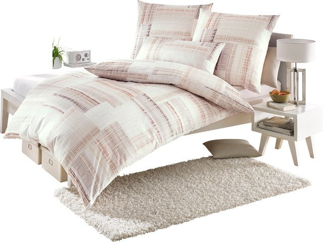 Biberna Bettwäsche Graphic in Beige mit Kissenbezug aus 100% Baumwolle, bügelfrei, B/H: 135 x 200 cm und 40 x 80 cm - Bild 1