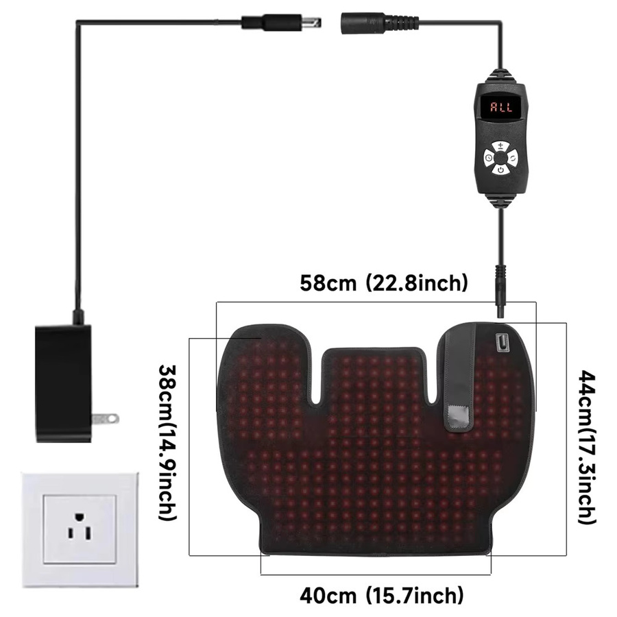 ZONGKUNG Rotlichttherapie-Heizkissen mit Infrarotlicht 660nm und 850nm zur Linderung von Rücken- und Schultermuskelschmerzen in Schwarz - Bild 6