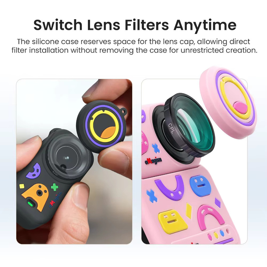 aMagisn Silikon-Schutzhülle für DJI Osmo Nano mit Objektivabdeckung, Umhängeband und Anti-Verlust-Gurt, Multicolor - Bild 3