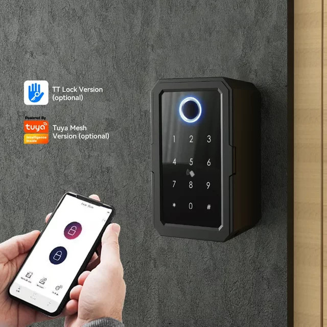 YRHAND Smart Safe Tragbare Elektronische Tresorbox mit Fingerabdruck, Passwort und TTlock Wifi Steuerung, Farbe: Schwarz - Bild 1