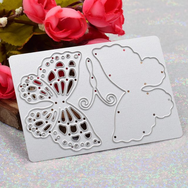 Doppelschichtige Schmetterlings-Metall-Stanzform in Silber für Scrapbooking und Geschenkkarten - Bild 1