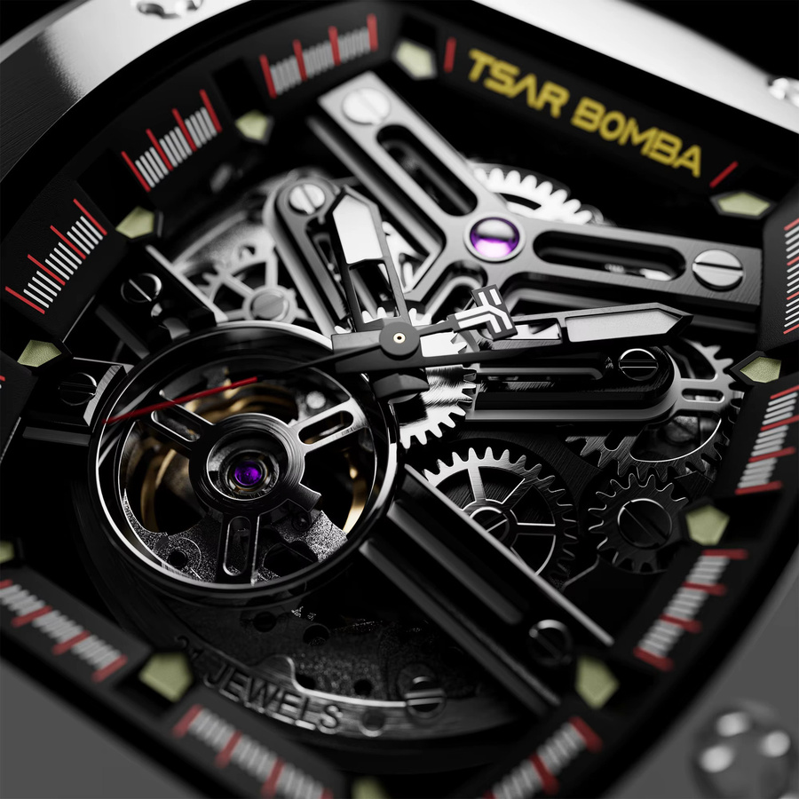 TSAR BOMBA Armbanduhr, Skelett-Automatikuhr, Edelstahl, Schwarz, Herren - Bild 2