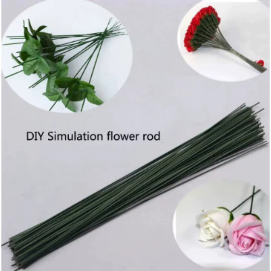 50 Stück grüne Blumendrahtstiele aus Metall für Floristen und DIY-Dekorationen, Länge: 20 cm, Durchmesser: 2 mm - Bild 2