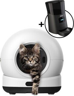 Zedar K1200 PRO A600 Selbstreinigende Katzentoilette mit App-Steuerung und Futterautomat, Farbe: Weiß