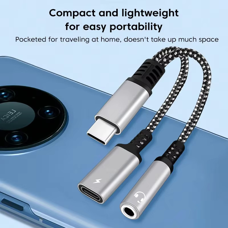Samsung 2-in-1 USB-C auf 3,5 mm Kopfhörer- und Ladegerät-Adapter mit 60 W PD Schnellladefunktion, Farbe: Silber/Rot, Länge: 13 cm - Bild 2