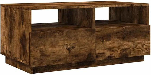 vidaXL Couchtisch mit LED-Leuchten in Räuchereiche, modern und rechteckig, B/T/H: 90 x 49 x 40 cm - Bild 1