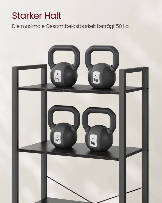 VASAGLE Industrial Regal in Braun und Schwarz mit 5 Ebenen aus Metall - Bild 5