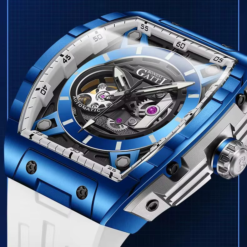 BONEST GATTI Armbanduhr Automatik, Tonneau, Edelstahl, Saphirglas, 46 mm, Herren - Bild 4