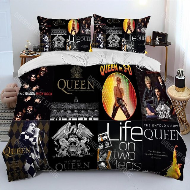 Bettwäscheset Freddie Mercury Queen Rockband von Lodestar mit Bettbezug und Kissenbezug, Multicolor, Material Mikrofaser, B/H: 200 x 200 cm - Bild 1