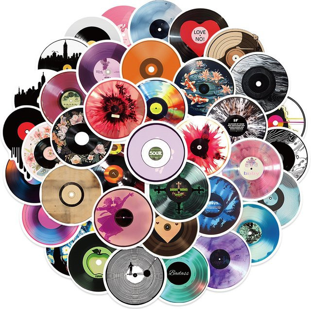 50 Stück Vinyl-Graffiti-Aufkleber von Anime Worlds Store, selbstklebende PVC-Sticker in Multicolour für CD-Schallplatten, Gepäck, Roller, Tassen und Computer - Bild 1