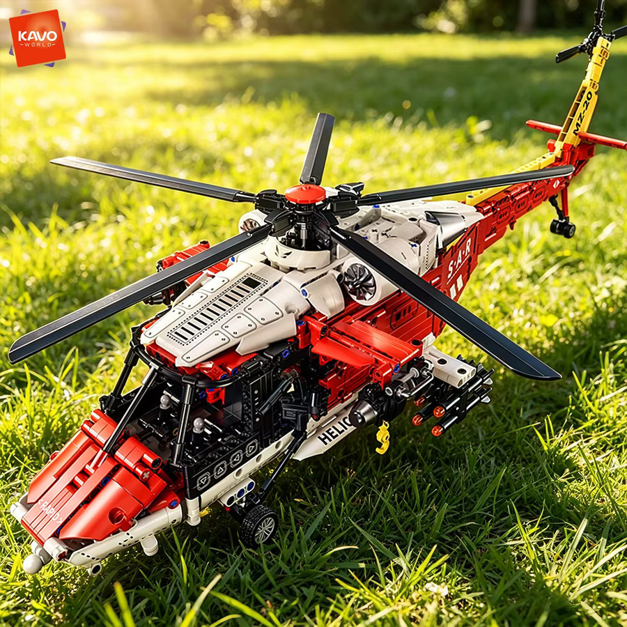 KAVOWORLD Rettungshubschrauber, Bausteine, Militärflugzeug-Modell - Bild 3