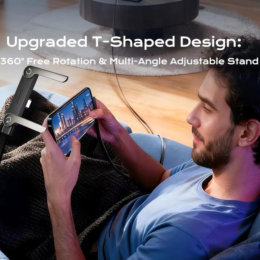 ASUS 65W Schnellladegerät in Schwarz mit integriertem Telefonständer und USB-A zu USB-C Ladekabel - Bild 3