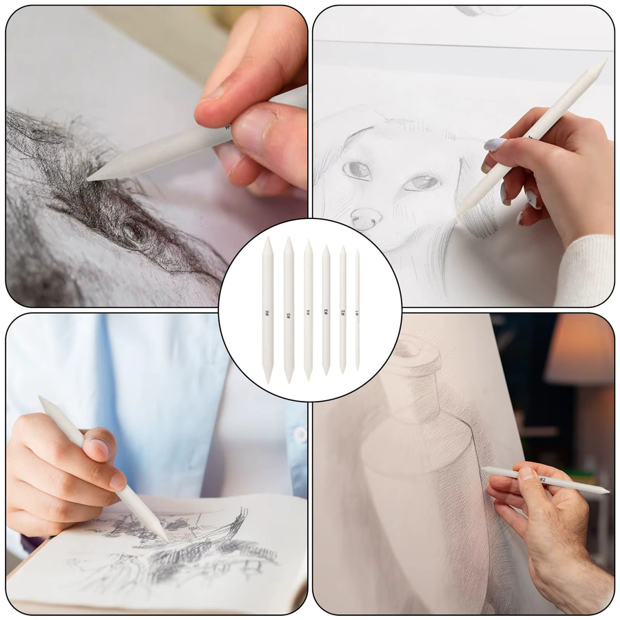 TWBEB Ölpastell Blending Sticks aus Papier für Künstler und Studenten, 6 oder 12 Stück, Weiß - Bild 3