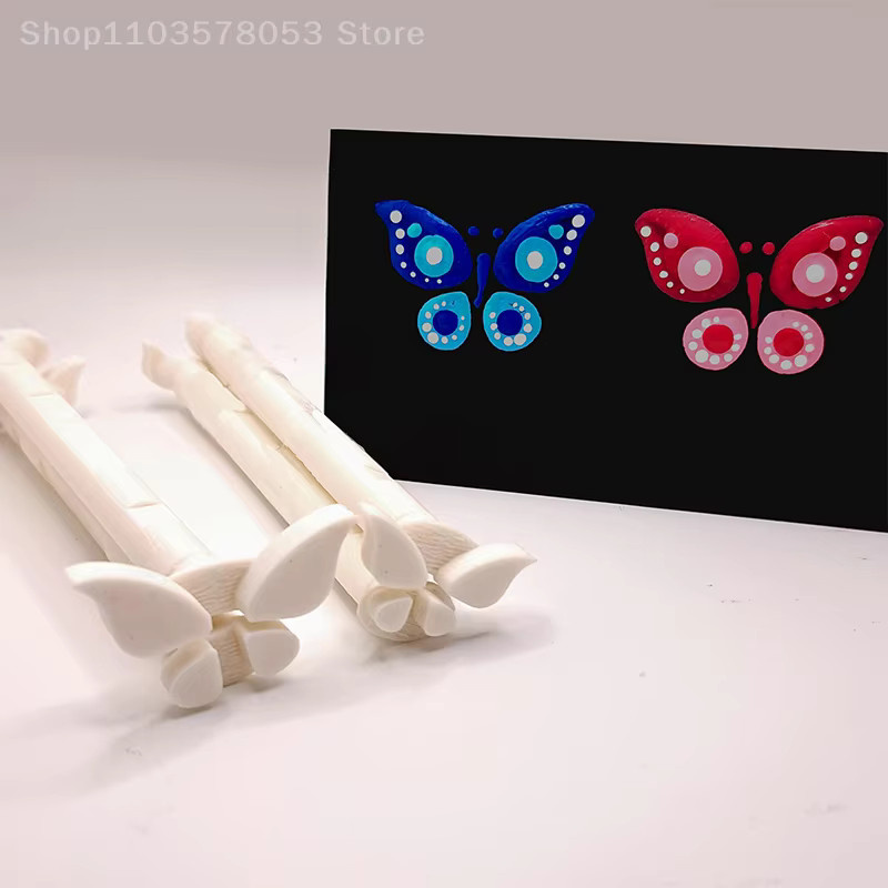 Set aus 4 oder 5 Stippling-Stempeln für Dot-Painting und florale Muster in Weiß aus Kunststoff - Bild 3