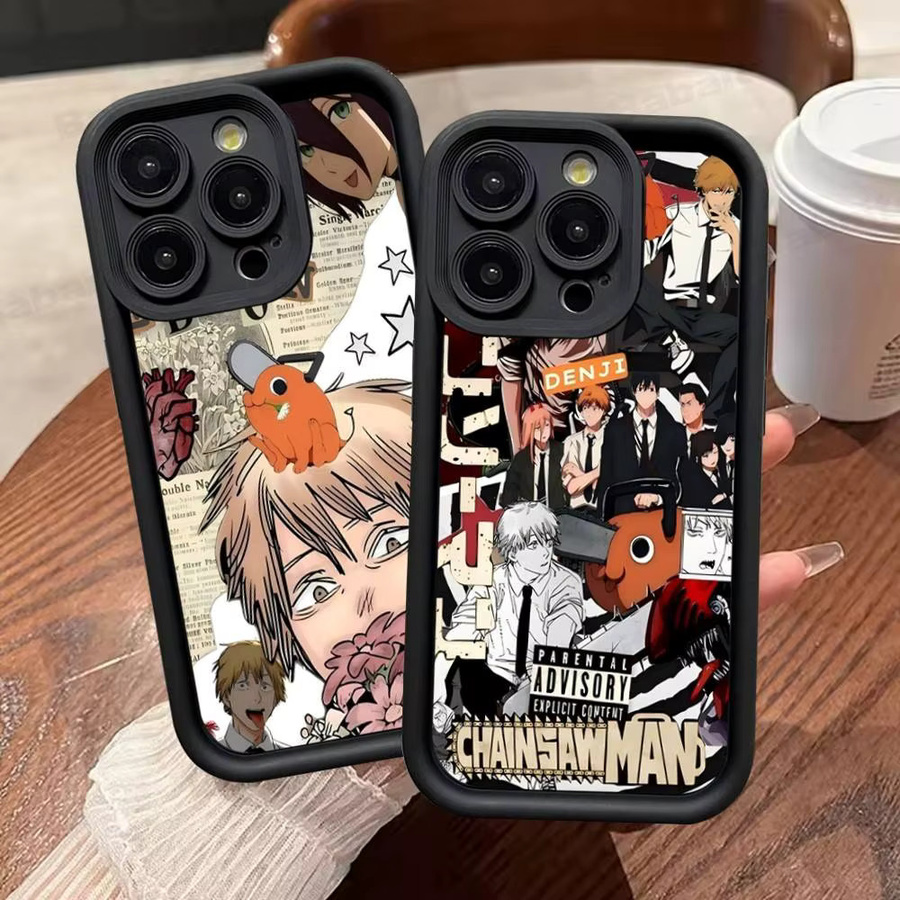 Stoßfeste Silikon Handyhülle im Anime Chainsaw Man Design für iPhone 11 bis iPhone 17 Pro Max Plus, Mehrfarbig - Bild 2