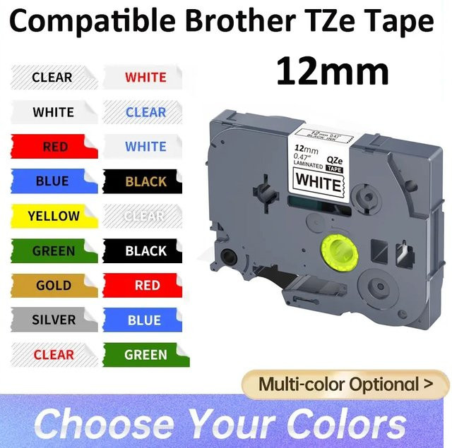 Brother Ersatz Etikettenband TZ-231 laminiert 12 mm Schwarz auf Weiß - Bild 1
