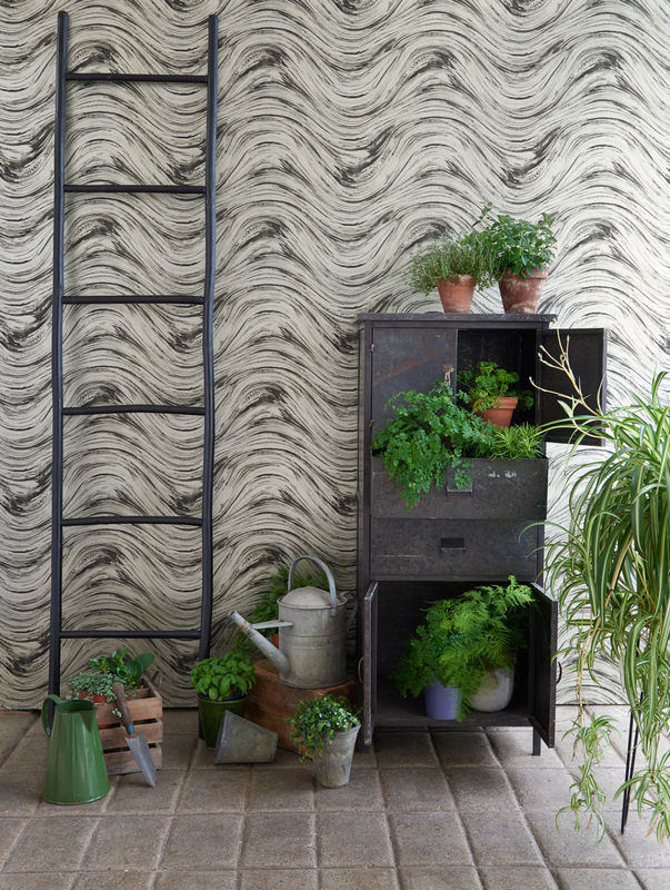 Clarke & Clarke Tapete Agata in Anthrazit und Gold mit abstraktem geometrischem Design als Vlies-Tapete - Bild 4