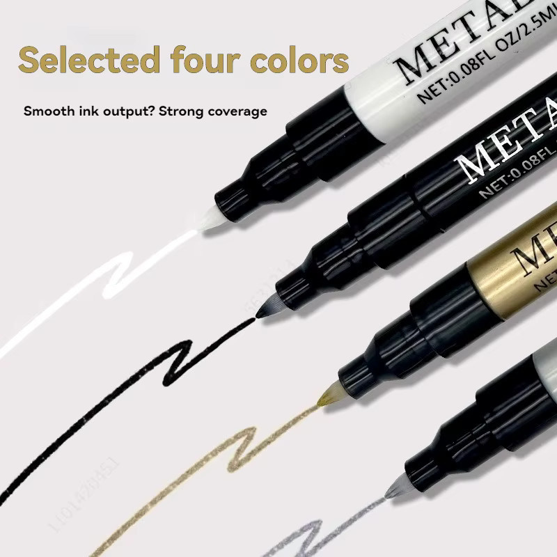 Haile Nail Art Graffiti Pen Set mit 4 Farben, wasserfeste Metallic Nagelmarker für DIY Maniküre - Bild 4