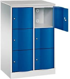 C+P Schließfachschrank Resisto mit 6 Fächern und 2 Abteilen in Lichtgrau und Enzianblau, B/T/H: 77,2 x 54,0 x 125,5 cm - Bild 1