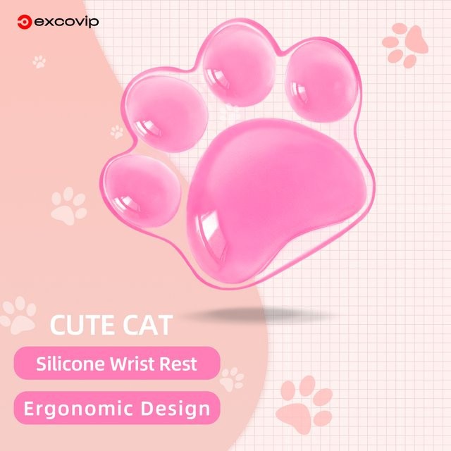 EXCO Ergonomisches Silikon Mauspad mit Katzenpfoten-Design als Polster zur Schmerzvermeidung für Computer und Laptop in Rot oder Pink - Bild 1
