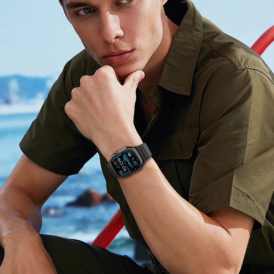 Sportarmband Silikon, Schwarz, Unisex, für Apple Watch - Bild 5