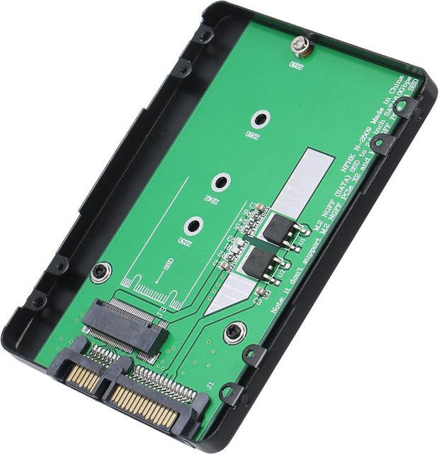 TOMTOP JMS M.2 NGFF auf 2,5 Zoll SATA SSD-Adaptergehäuse aus Metall in Schwarz, Höhe: 7 mm - Bild 1